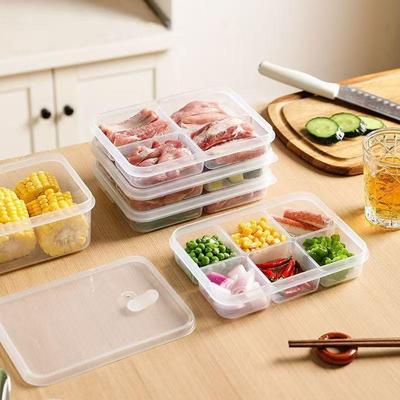 Kühlschrank Aufbewahrungsbox Lunchpaket Frischhaltebox Lebensmittelqualität Versiegelt Lebensmittel Gefrorenes Fleisch 2/4/6 Fächer Kühllagerbox