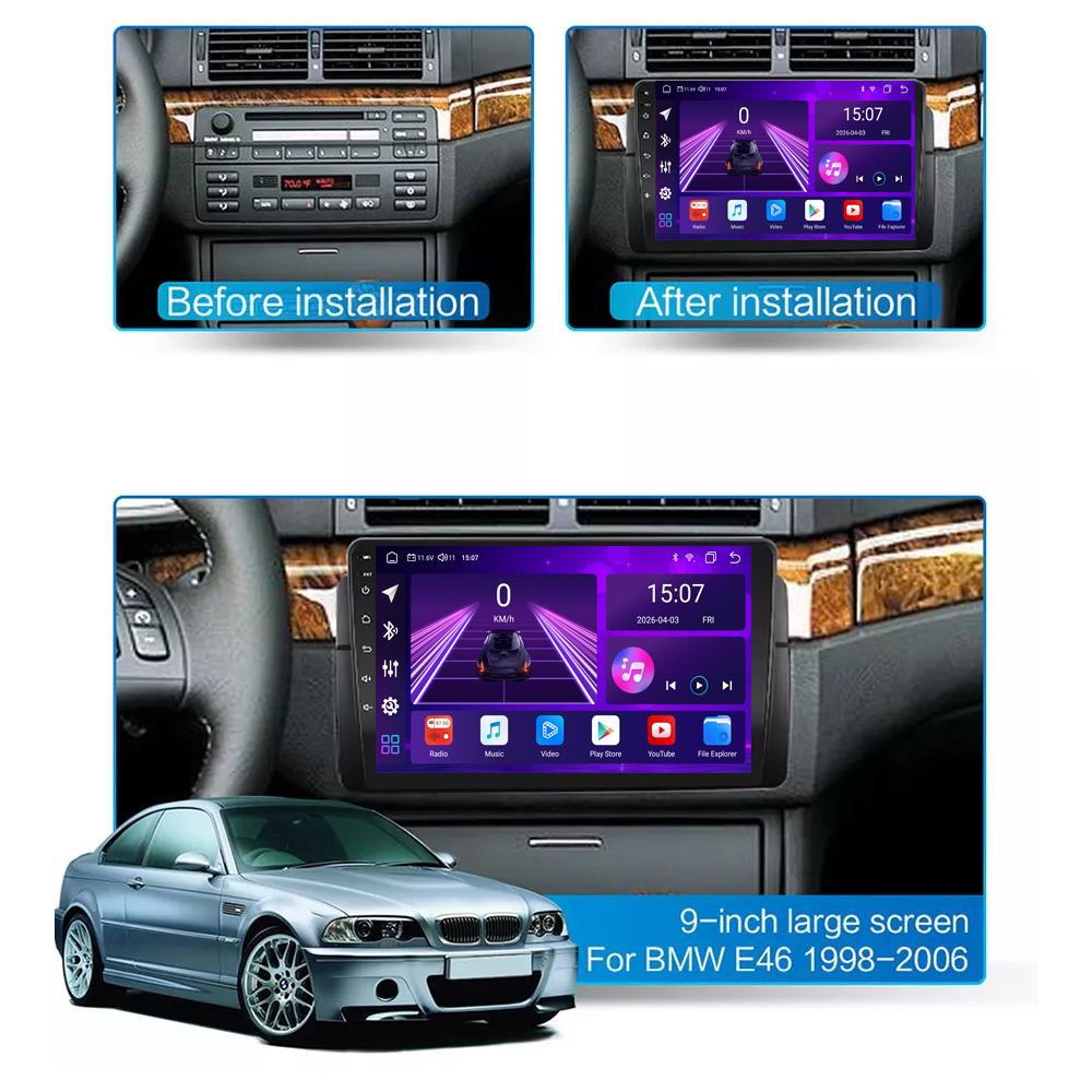 Android Car-Play Car Radio For BMW E46 1998-2006 Multimedia Player Head Unit Stereo GPS Navigation BT WIFI,8 CORE ,2+32GB