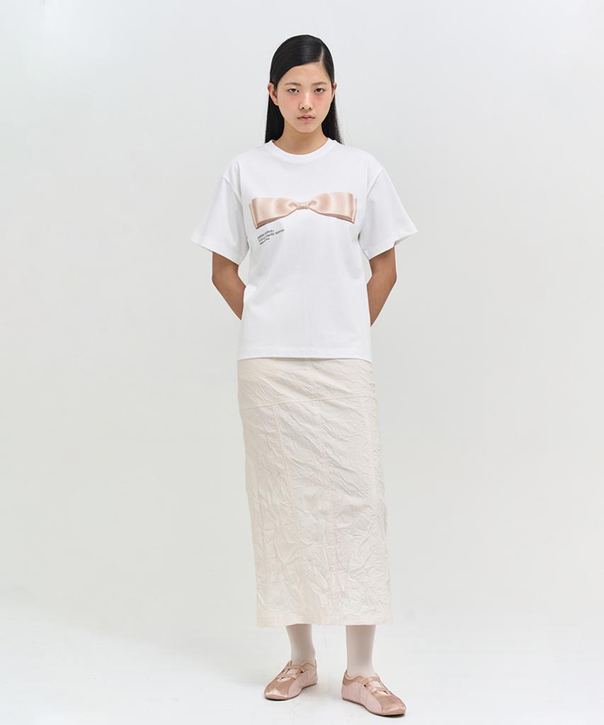 Editeom Crinkle Split Skirt - Ivory