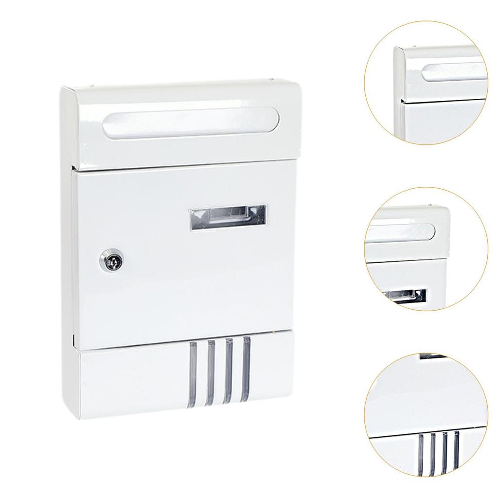 Wall Mounted Mailbox Magazines Post Lockable Drop Box Modern Rustproof with 2