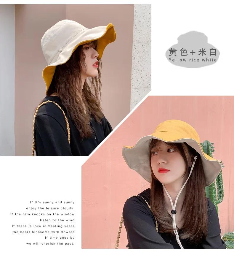 Pălării găleată față-verso Femei Vară Mărime mare Pălărie bazin de exterior Mică proaspătă Pălărie de soare Pălărie cu protecție solară Șepci cu protecție solară