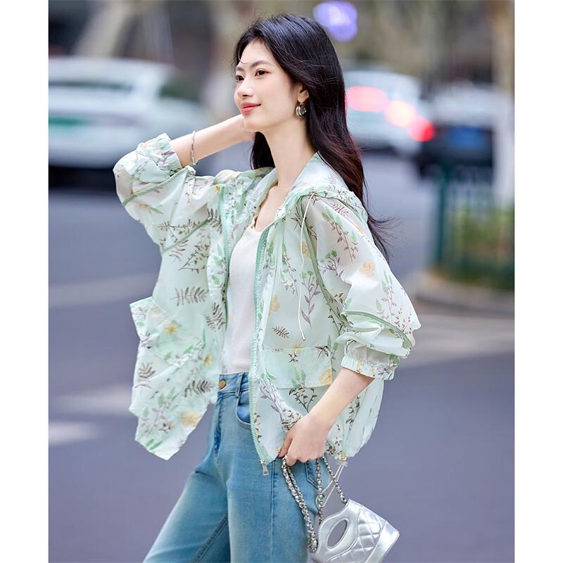 Шанцзин Французская Романтическая Цветочная Солнцезащитная Куртка с Капюшоном M