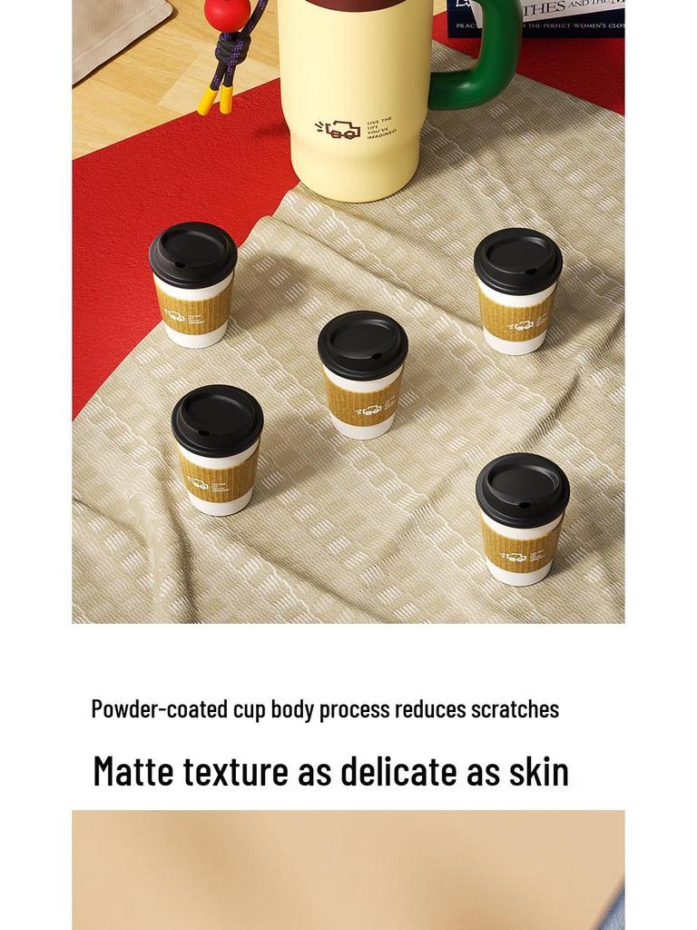 Izolowany kubek Overlord ze stali nierdzewnej z uchwytem i słomką - Duża pojemność, idealny do użytku na zewnątrz i w samochodzie.