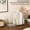 Reinforced Bottom Storage Bin Sliding Action Bookend, Clear Book Stopper, Space Saving Organizer for Office Desktop Stationery Case And Bookshelf