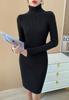 Hanmall Knit Gal Long Above the Solid High LON160 Women's Dress, Mini, Tight, Turtleneck, Sexy, Dress, Sleeves, Knee, Color, Waist, Autumn/Winter,