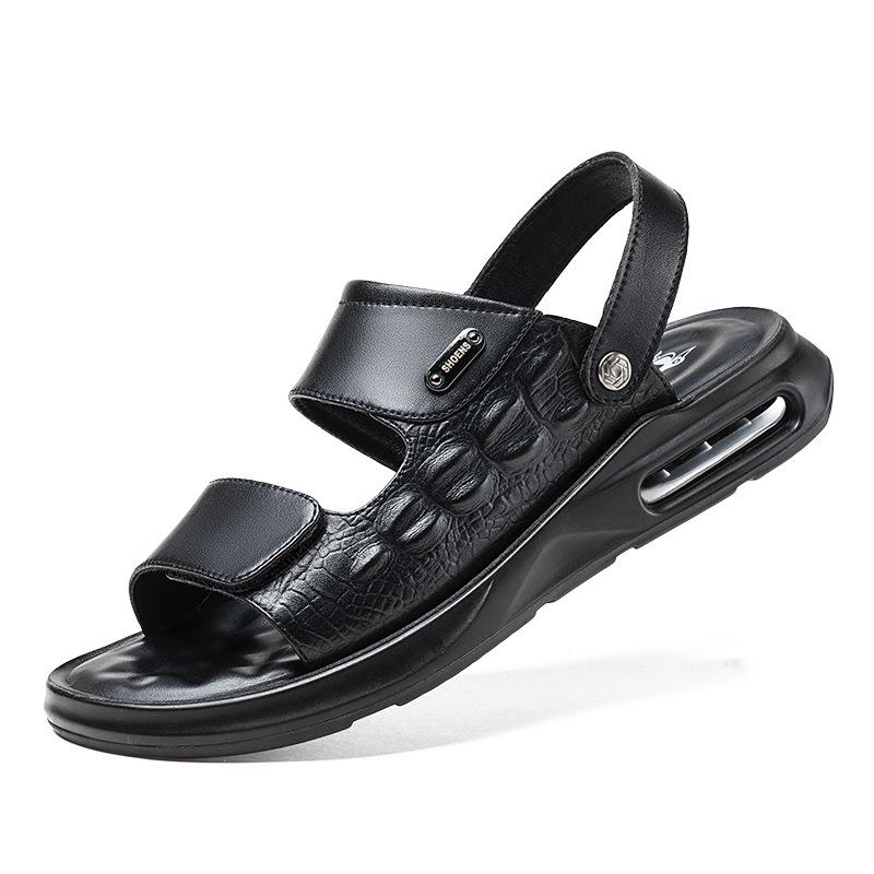 Fashion Brand Leather Sandals Mens Casual Beach Shoes Air Cushion Anti Slip Sports Sandals Outdoor Casual Men Sandal Sandalias De Hombre