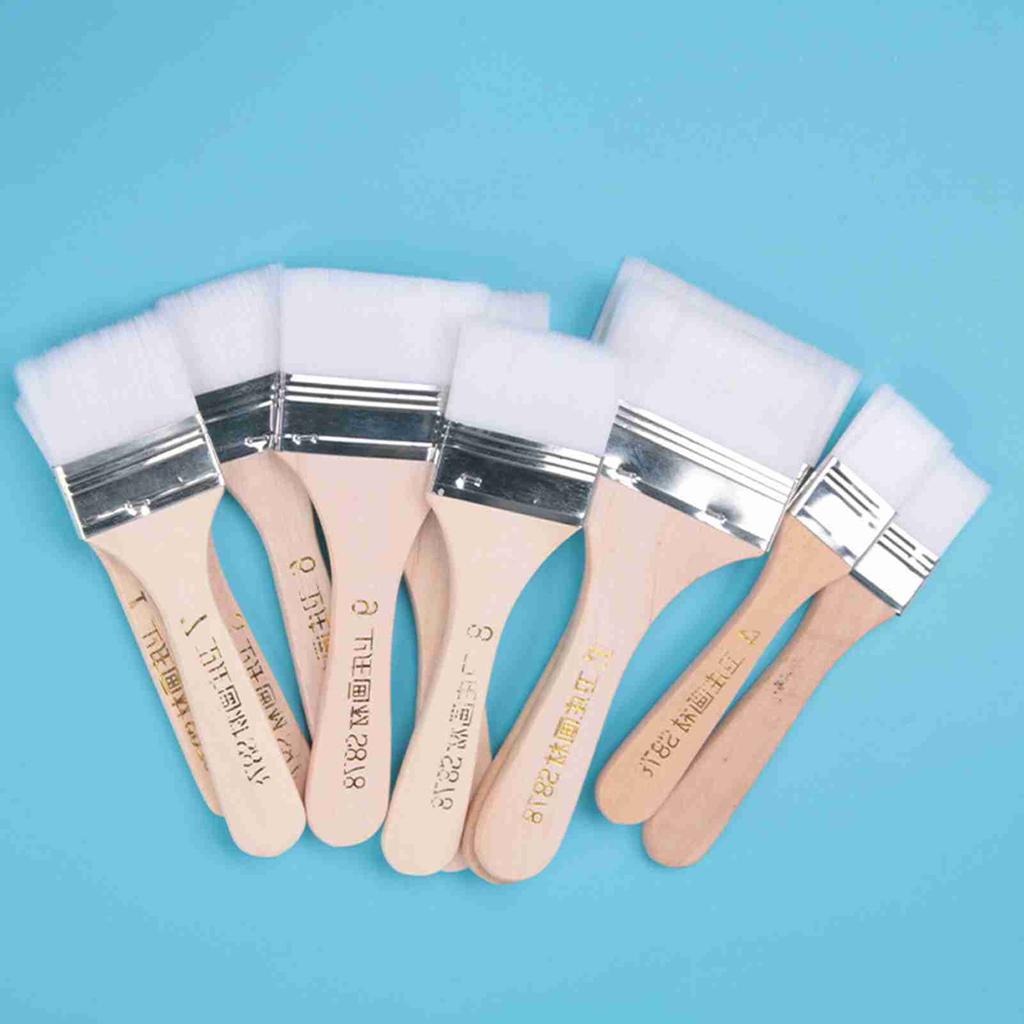 12pcs   Set Flat Nylon Hair Wooden Penholder Oil Painting Brush Barbecue Brush Paint Brushes Art Supplies