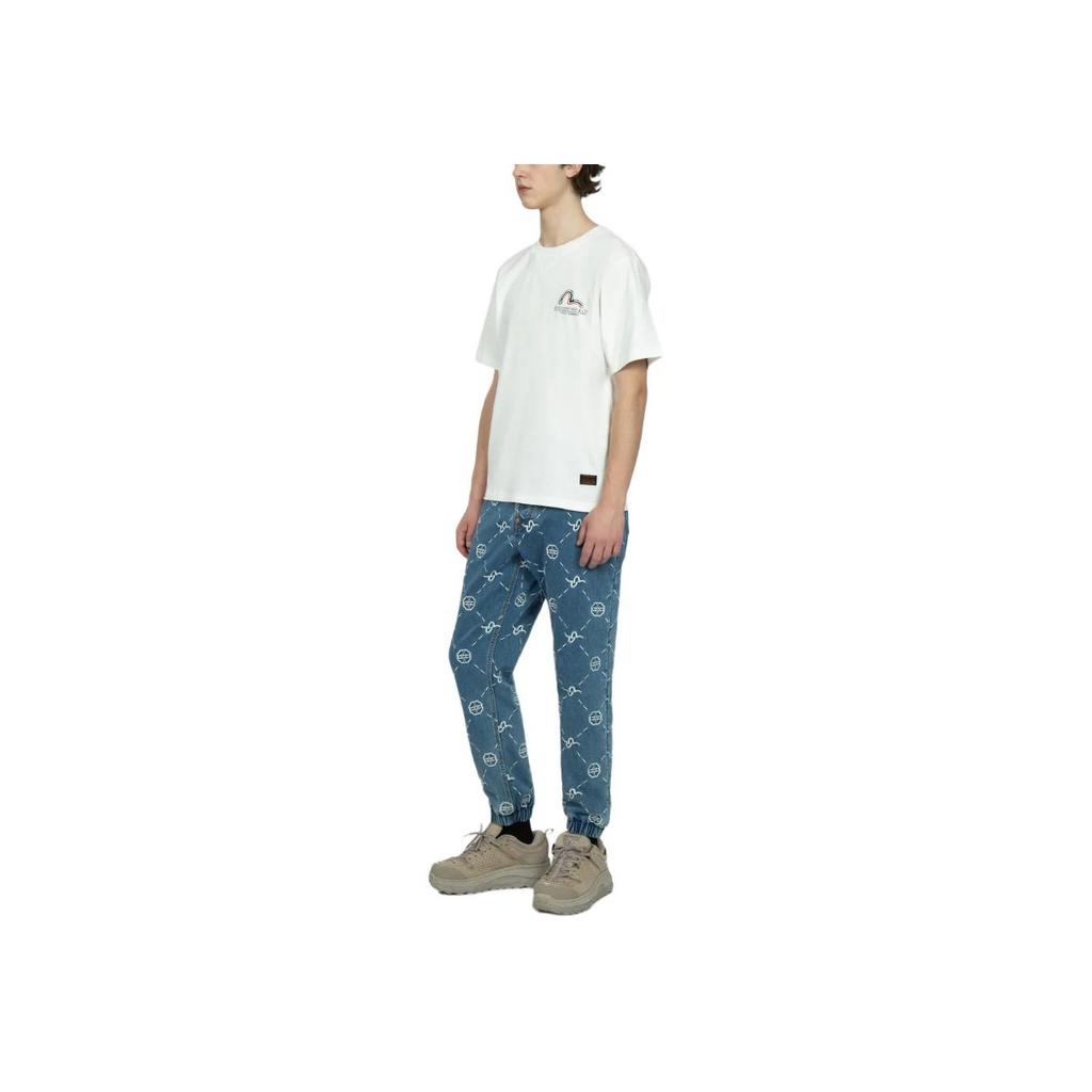 Evisu Logo Print Round Neck Short Sleeve T-Shirt Unisex Tops White 2ESHTM3TS538XXCT