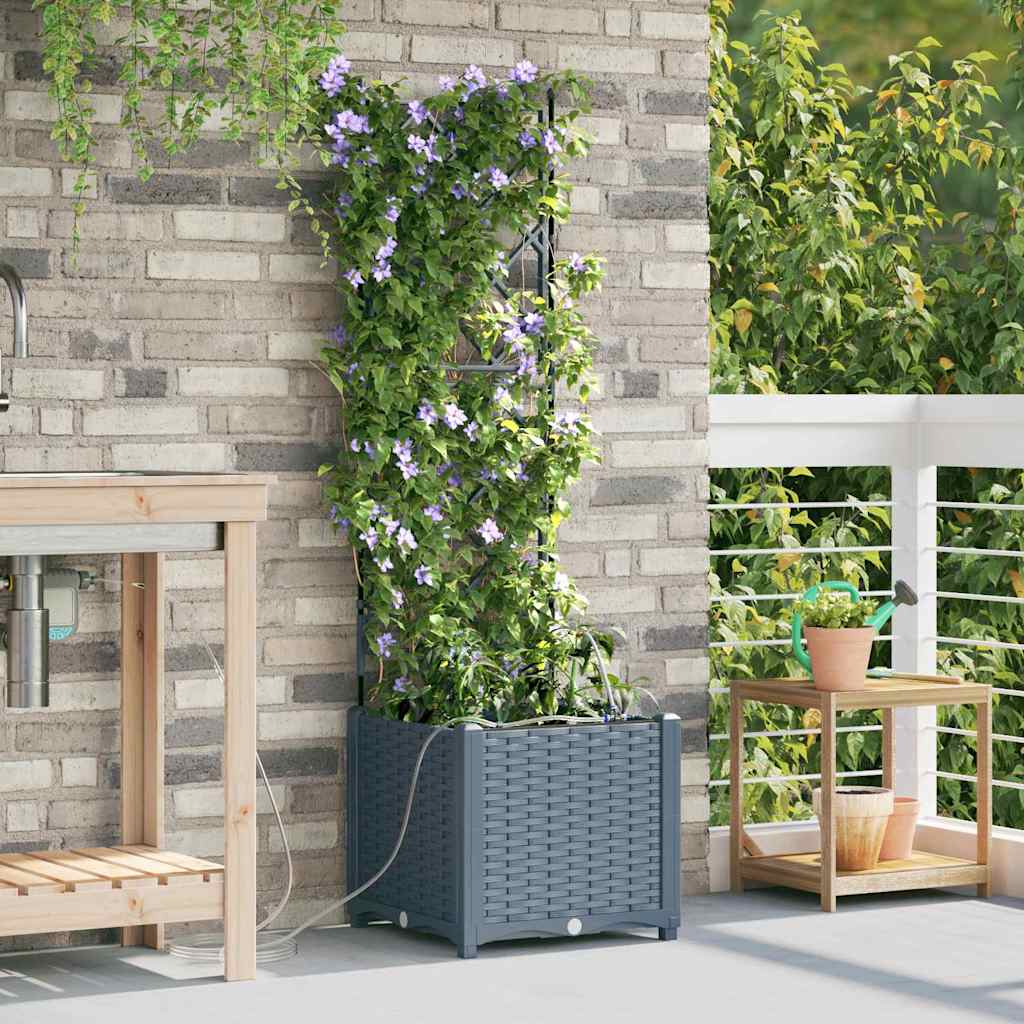 Garden Planter 2 Pcs Light Grey 40 X 40 X 142 Cm Plastic