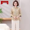 New Chinese Style Plus Size Summer Top for Middle-Aged Women