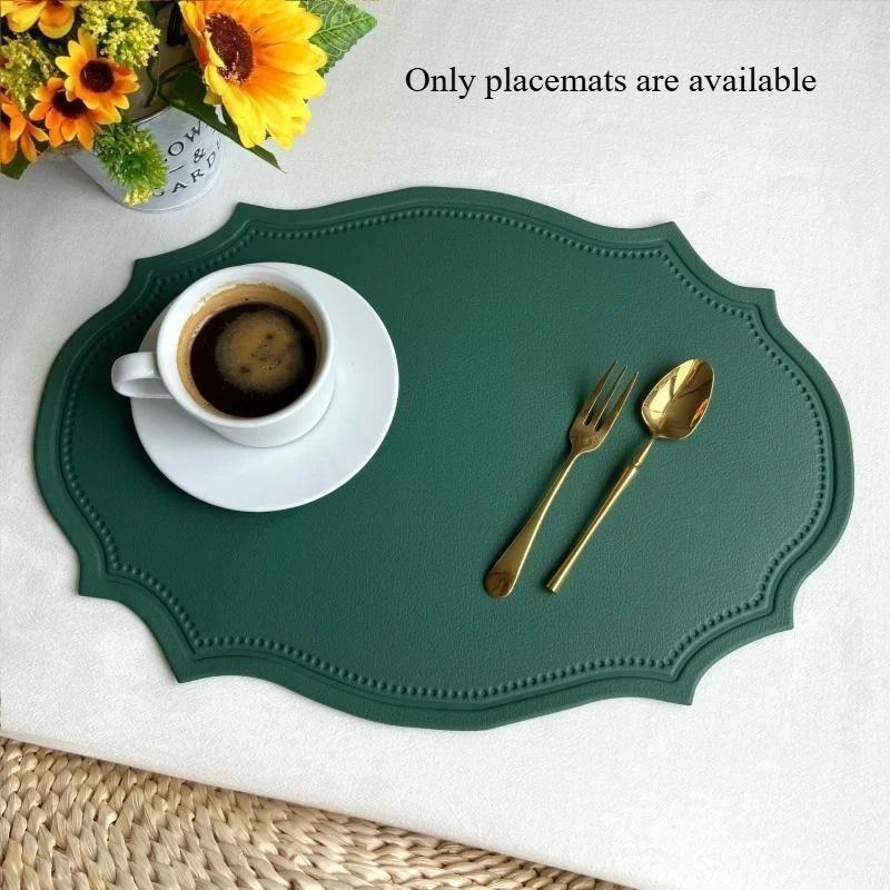 

1Pc PU Leather Placemat Coaster Set Oil Water Resistant Heat Insulation Non Slip Retro Table Mat Bowl Cup Pad (green,1pc) зелёный