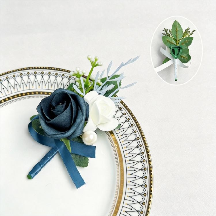 6Pcs Multipurpose Wedding Boutonniere Artificial Flower Wrist Corsage for Wedding Anniversary Party Table Centerpieces