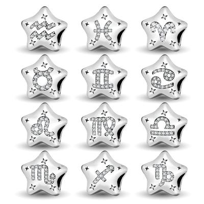 Copper 12 Constellation Star Cute Series Charms Bead Fit Original Pan Bracelet Bangle Diy Jewelry For Women Gift