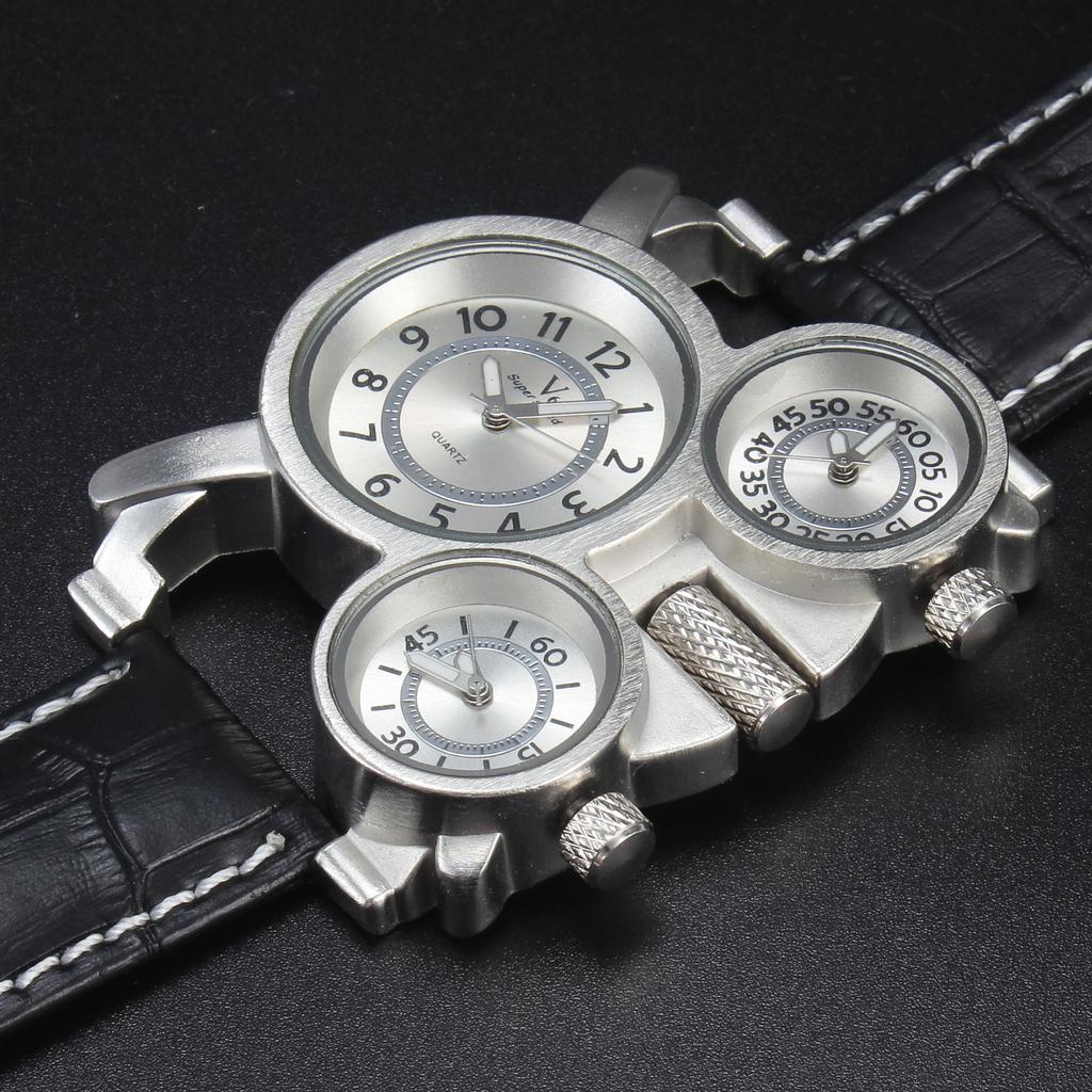 UTHAI BK117 Trendige Herrenuhr mit mehreren Zeitzonen Drei Zeitzonen Kreatives Armband Quarzuhr Geschäftsuhr Geschenkuhren für Männer