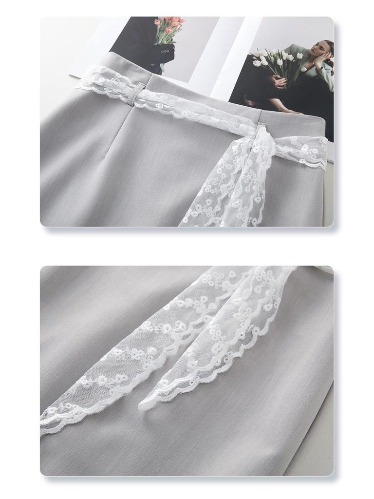 Damska biała koronkowa spódnica midi w kształcie litery A – dopasowana w biodrach, casualowa i petite, kolekcja lato 2025