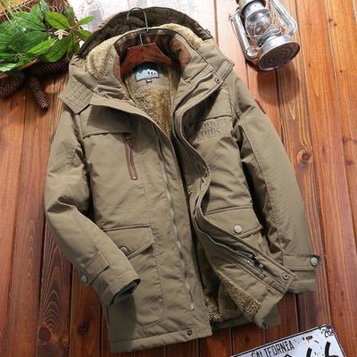 Extra dikke winterjas voor heren, middellang - met katoenvulling, fluweelvoering, warm, koudebestendig, winddicht en waterdicht.