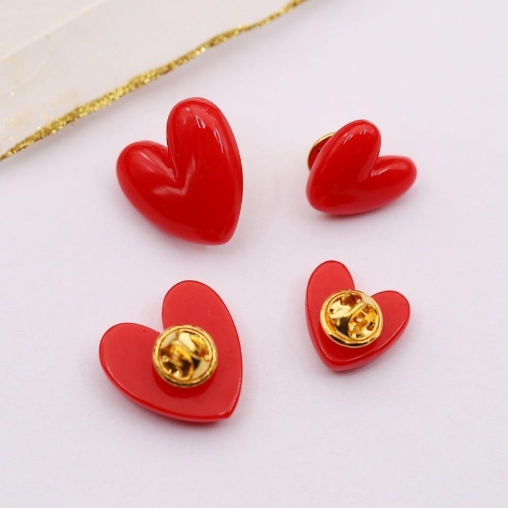 DIY Love Lapel Pin Mini Red Heart Badge Pin Romantic Heart Brooch Women Men