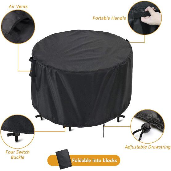 Kingling Patio Furniture Covers, 54 inch Round Patio Table Cover for Outdoor Furniture, Heavy Duty Waterproof Patio Table and Chair Set Cover Black -