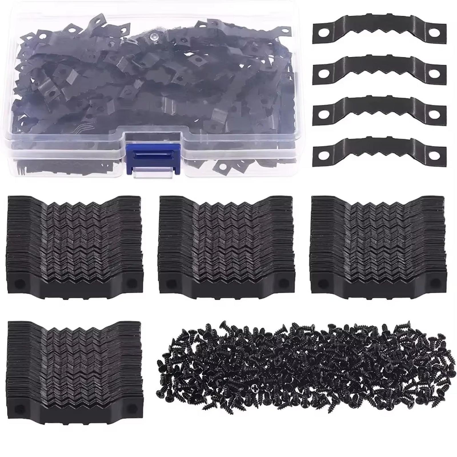 

100Sets Boxed Sawtooth Hooks – Metal Straight with Flat Head Screws for Frames One Size