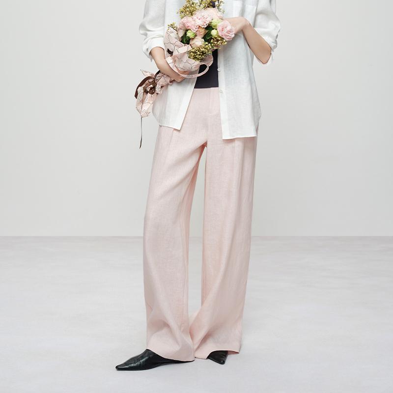 100% Linen Casual Pants - Relaxed Wide-Leg, Versatile Old Money Style for Summer XL