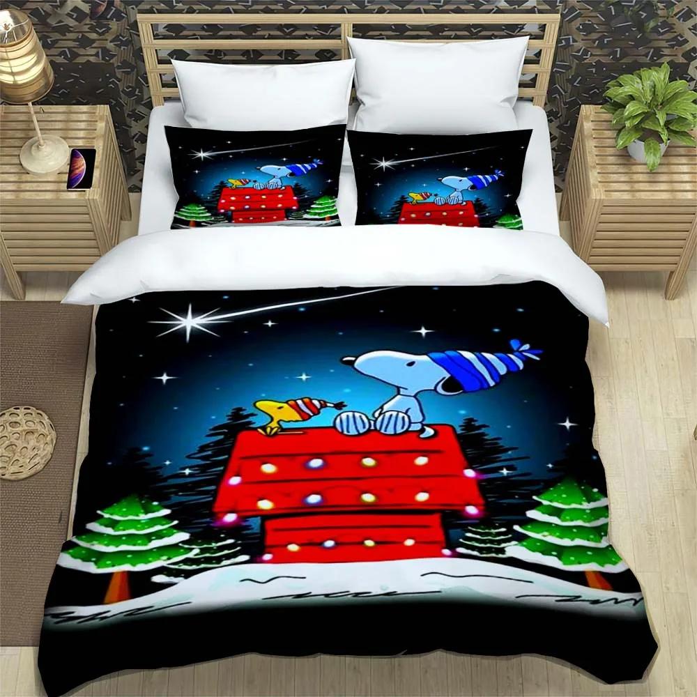 

Comforter Cartoon Snoopy Pattern 3D Digital Printed Bedding Set Twin Full Queen King Christmas Gift Comforter (quilt)-EU Single(135*200cm)3pcs