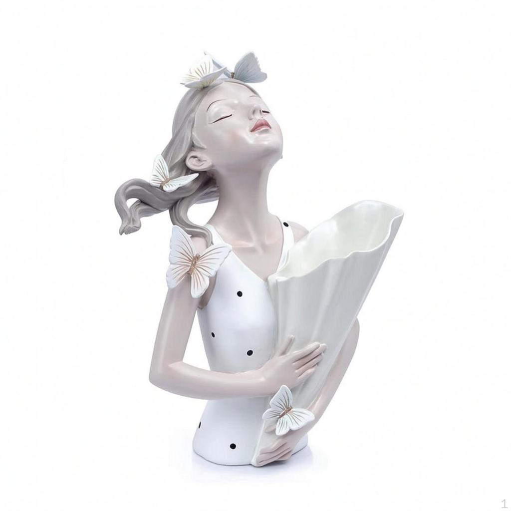 Bouquet Girl Sculpture Artistic Figurine with Flower Statue