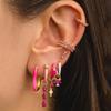 Stainless Steel Zircon Geometry Dangle Earring 18K Gold Plated Huggie Women's Earring Ear Clip Piercing Jewelry Pendientes Mujer