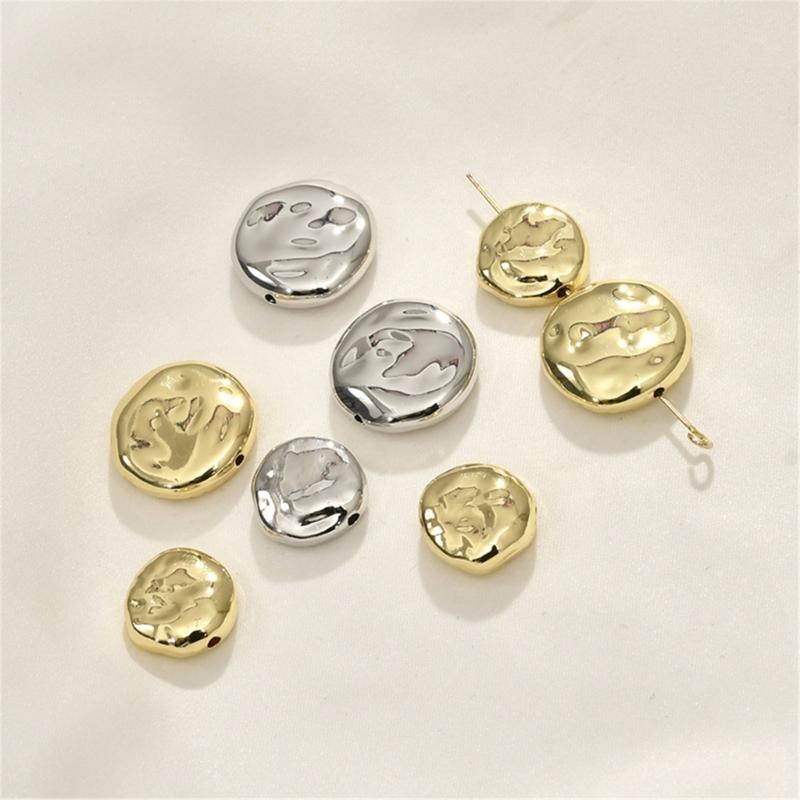 10pcs Irregular Spacer Beads for Jewelry Making DIYs Bracelet Necklace Gold Silver Color Flat Beads Separators Accessory