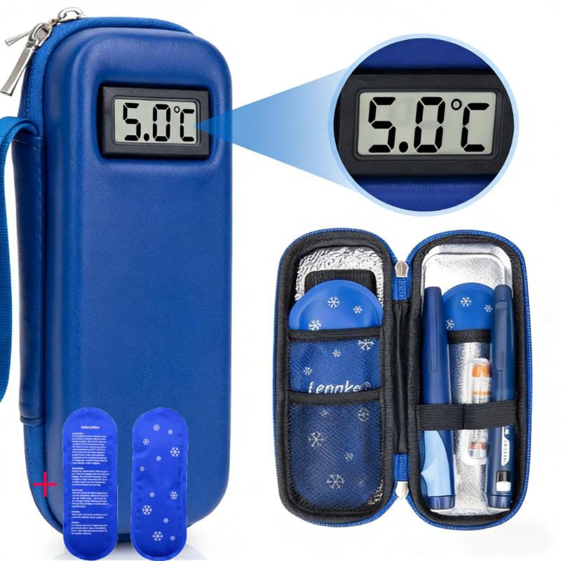 Insulin Cooler Travel Case with Thermometer Display Waterproof Medicine Organizer Bag Insulin Cooling Bag for Diabetics