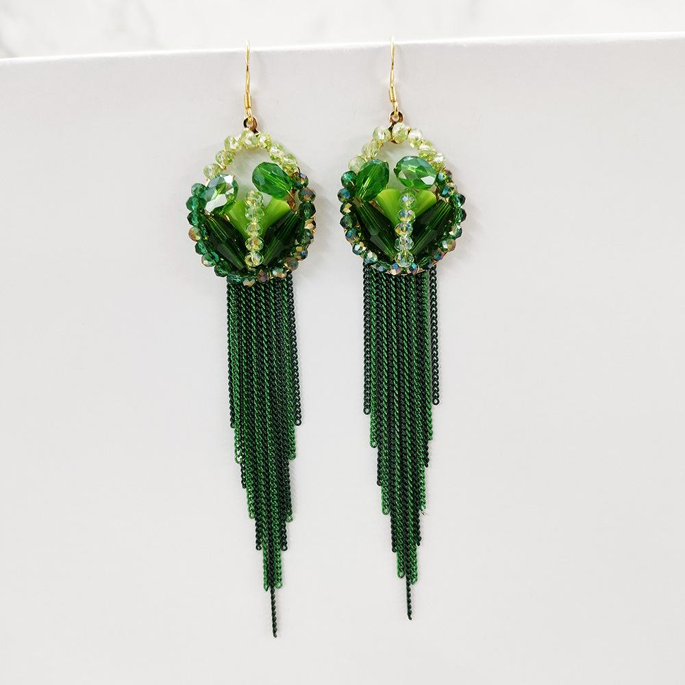 Ethnic Style Handmade Fringed Earrings Bohemian Temperament Personalized Earrings Exaggerated Long Fashion Earrings