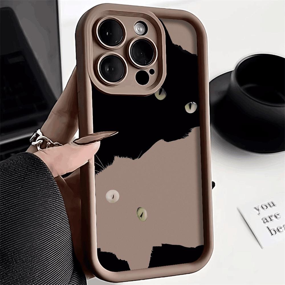 Cute Cartoon Cat Silicone Phone Case For iPhone 15 Pro Max 14 13 12 11 XS Max X XR Mini 7 8 Plus SE 2020 Shockproof Soft Cover
