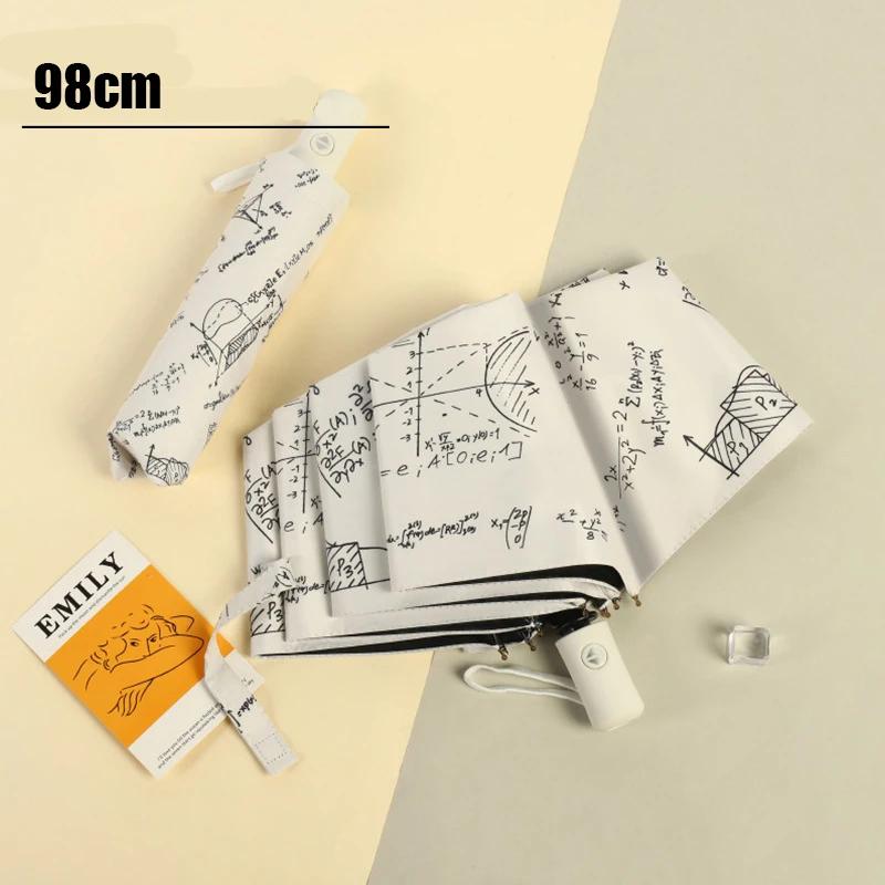 Folding Sun Umbrellas Automatic Umbrella Portable Student Mathematics Umbrella Travel Anti-UV Parasol Gifts For Friends Design