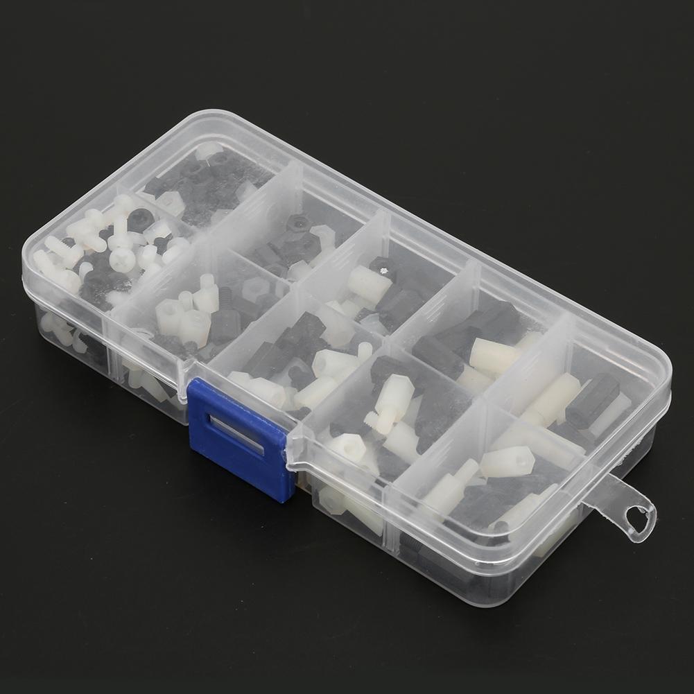 300pcs White and Black Nylon M3 Hex Standoff with M3 Hex Nut and Cross Screw Kit