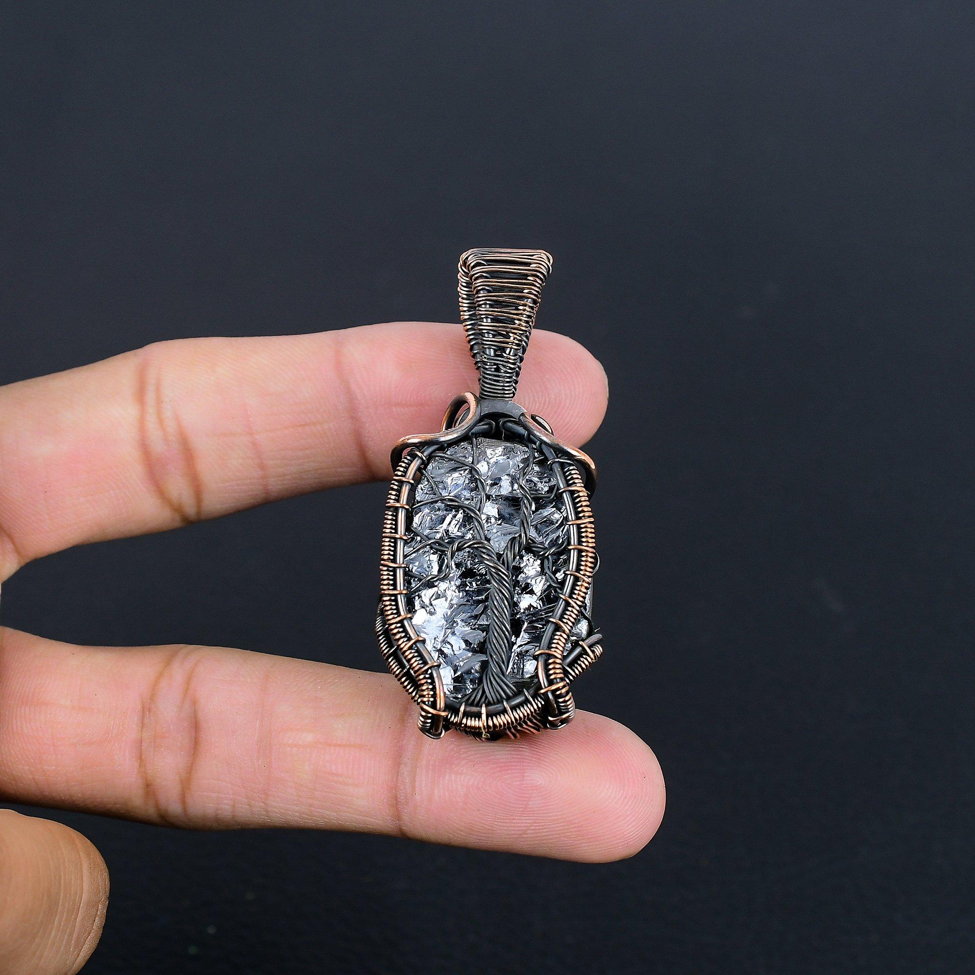 

Кулон из шунгита, ювелирное изделие из драгоценного камня, обернутое медной проволокой 999 пробы, кулон ручной работы, для Дня благодарения 2.55 Inches