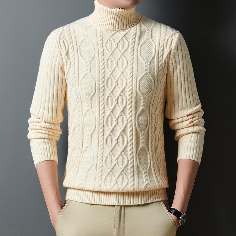 

New Trend Thickened Long Sleeve Men s Jacquard Knit Sweater L бежевий
