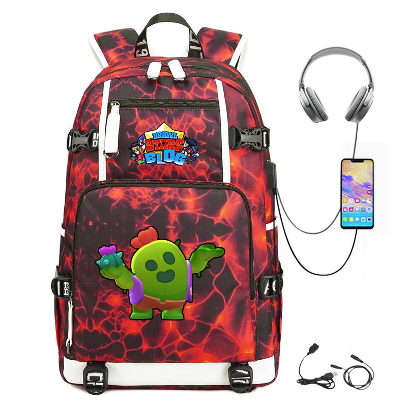 Mochila Periférica Brawl Stars Com Usb Mochila de Estudante para Viagem ao Ar Livre Mochila de Montanhismo de Grande Capacidade