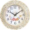 10-inch White Brushed Gold Three-dimensional Lace Wall Clock Antique Creative Living Room Light Luxury High-end Wall Decoration Wall Clock