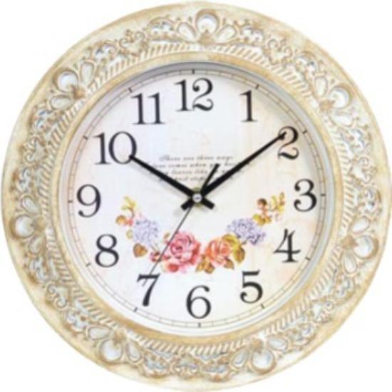 10-inch White Brushed Gold Three-dimensional Lace Wall Clock Antique Creative Living Room Light Luxury High-end Wall Decoration Wall Clock