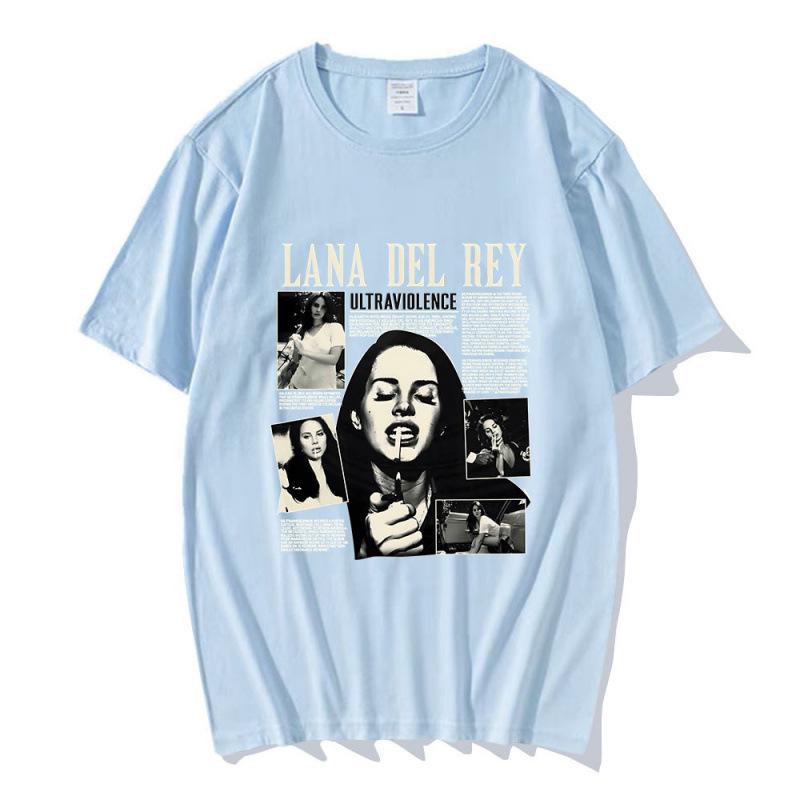 Lana Del Rey Printed Short Sleeve Unisex Cotton T-Shirt - Soft, Loose, Casual, Round Neck for Spring/Summer.