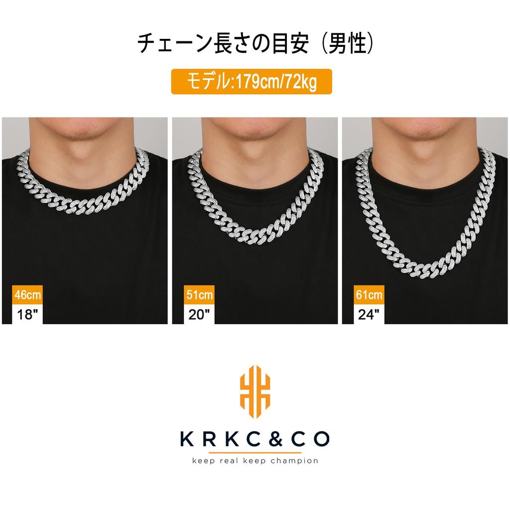 Colier Lanț Curb cu Zirconiu și Miami Cuban Aur Alb CZ Gros Hip 46cm Lanț KRKC&CO, 18mm, Placat, Diamante, Colier Bărbați, Choker, Hop,