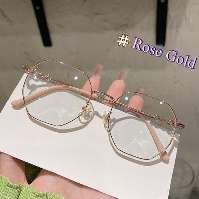 0 -0,5 ~ -6,0 Korrektur Myopie Brille Anti Blaulicht Flache Gläser Polygonaler Metallrahmen Myopie Brille