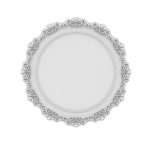Round Silicone Placemat, 9 Inch European Style Waterproof Non-Slip Table Mat, Heat Resistant Vintage Dish Mat for Dining Table, Kitchen Counter