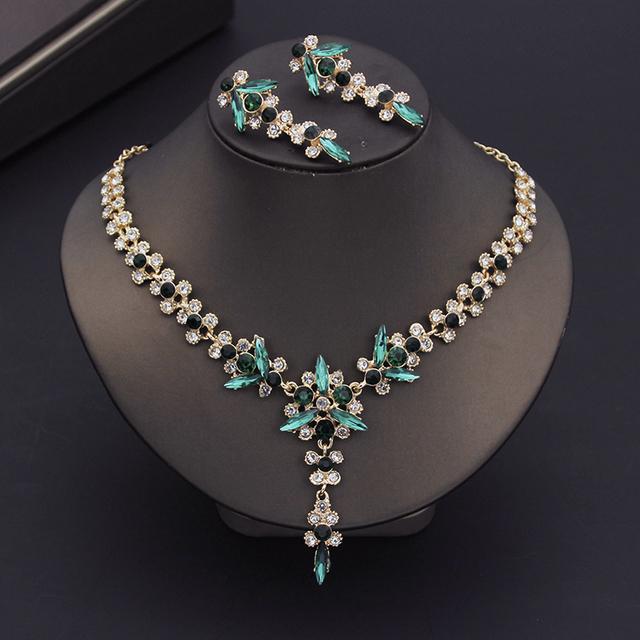 Luxuriöse rote Kristall-Diademe, Brautschmuck-Sets für Frauen, Abschlussball, Hochzeit, Ohrring-Halsketten-Set, Brautkronen-Schmuck-Sets