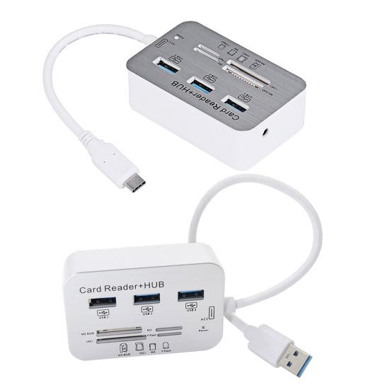 USB 3.0 Hub Card Reader 7-In-1 MS SD M2 TF Multi-in-1 Memory Adapter with 5Gbps Data Transfer Speed Overvoltage Protection for Windows
