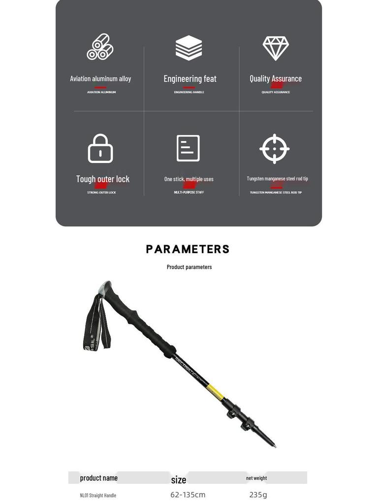 Newcastle NX63 Adjustable 7075 Aluminum Trekking Poles with External Lock