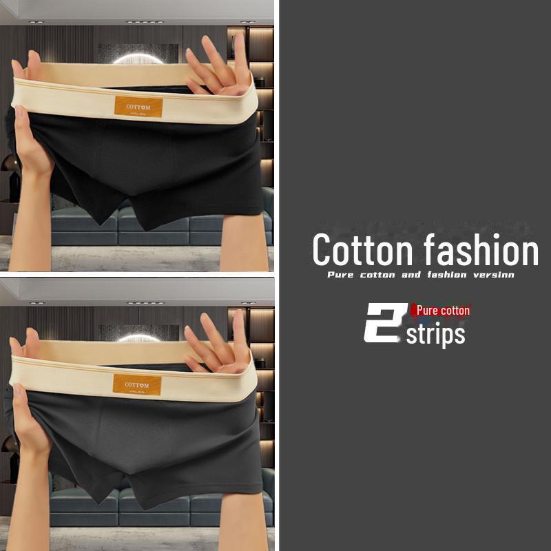 Men's Solid Color Cotton Boxer Briefs - Comfortable, Breathable, Mid-Waist Sports Shorts
