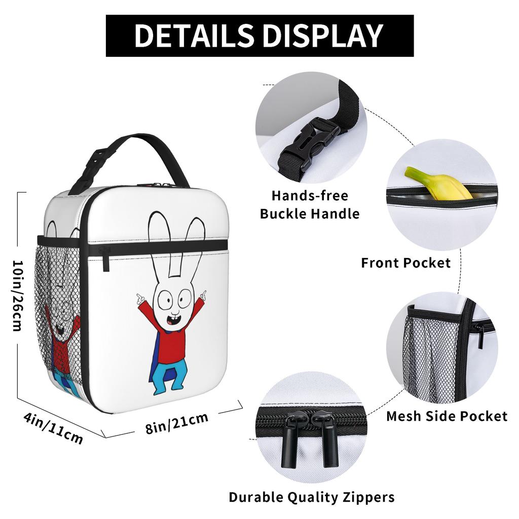 Simons Super Rabbit Yeah !  Insulated Lunch Bag Thermal Bag Reusable,Meal Container  Portable Tote Lunch Box Bento Pouch