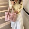 Autumn and Winter Plush Big Bag Women's Autumn and Winter New Fashionable Versatile Handbag Casual Cute Fluffy Tote Bag