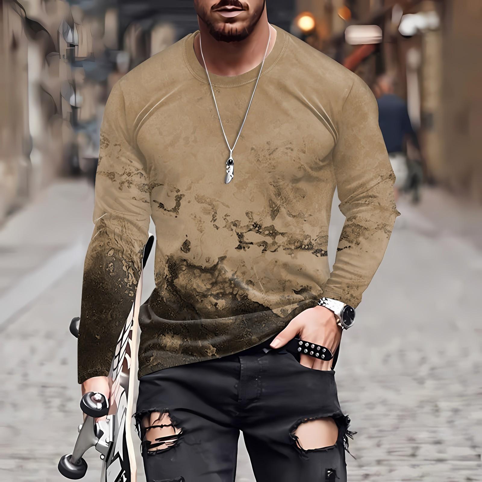 

Муж. Футболка Круглый вырез Одежда Одежда На открытом воздухе Длинный рукав С принтом Модельер Винтаж XL хаки