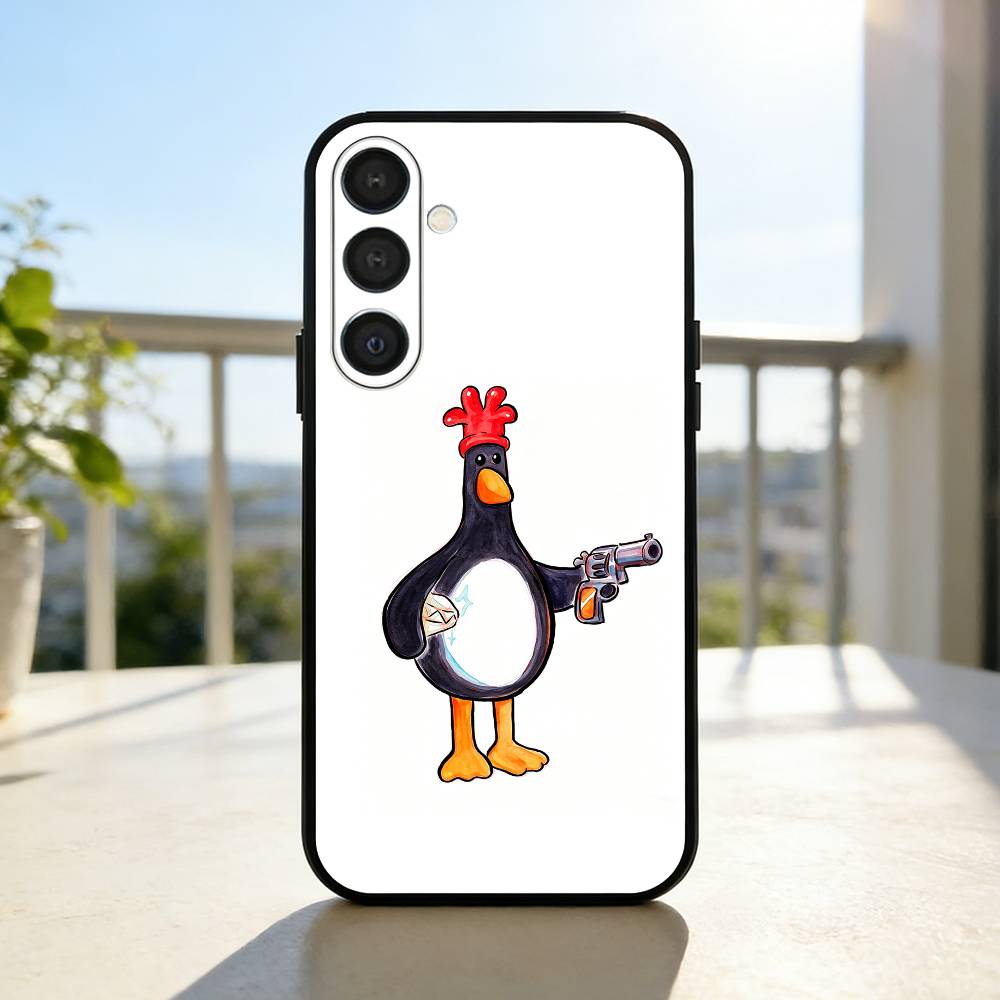 Cute Retro Villain Penguin Phone Case For Samsung A73,72,71,53,52,51,22,91,80, Soft Black Cover